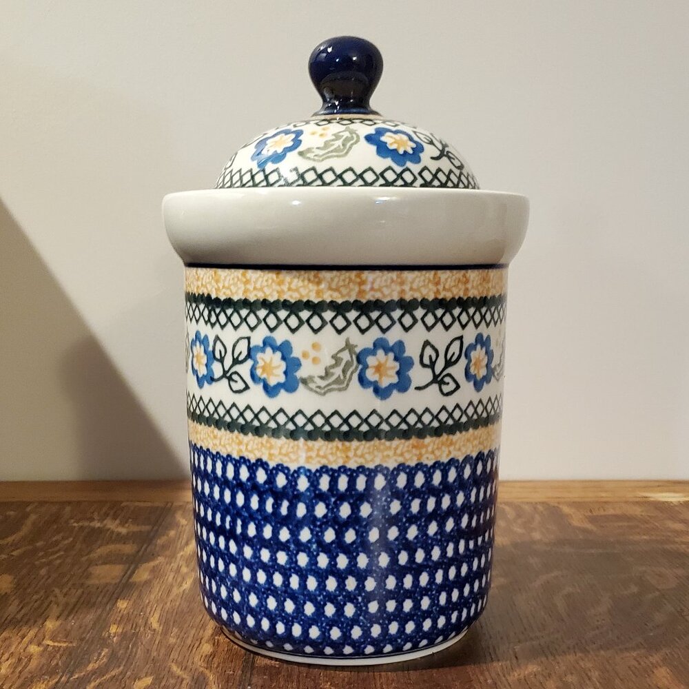 Ceramika Artystyczna Handpainted Polish Pottery Canister Jar with Lid